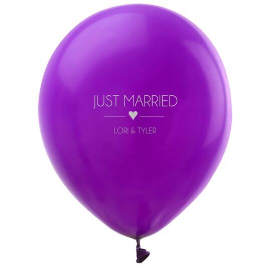 Just Married with Heart Latex Balloons
